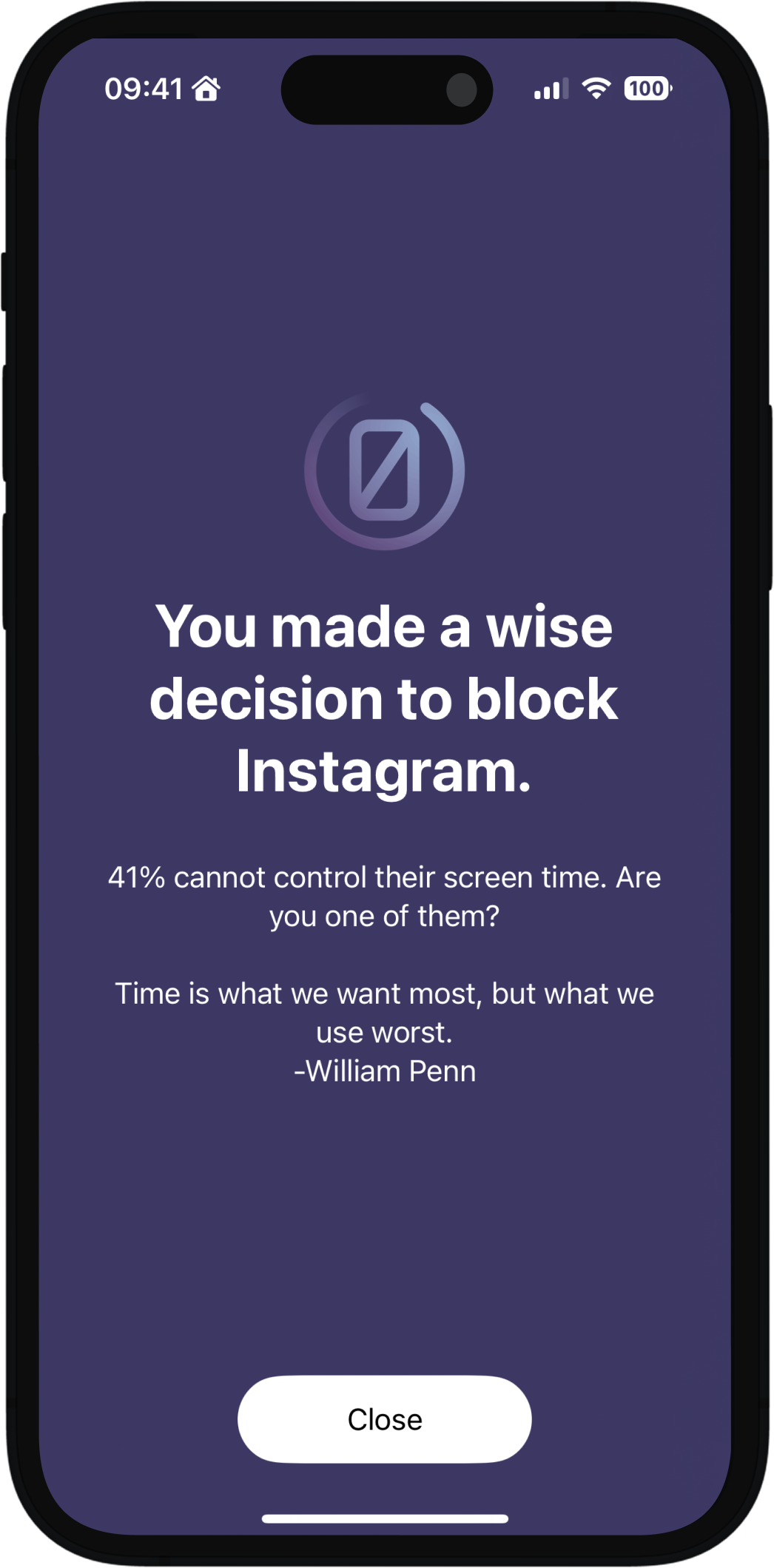 Blocked app confirmation screen on a phone